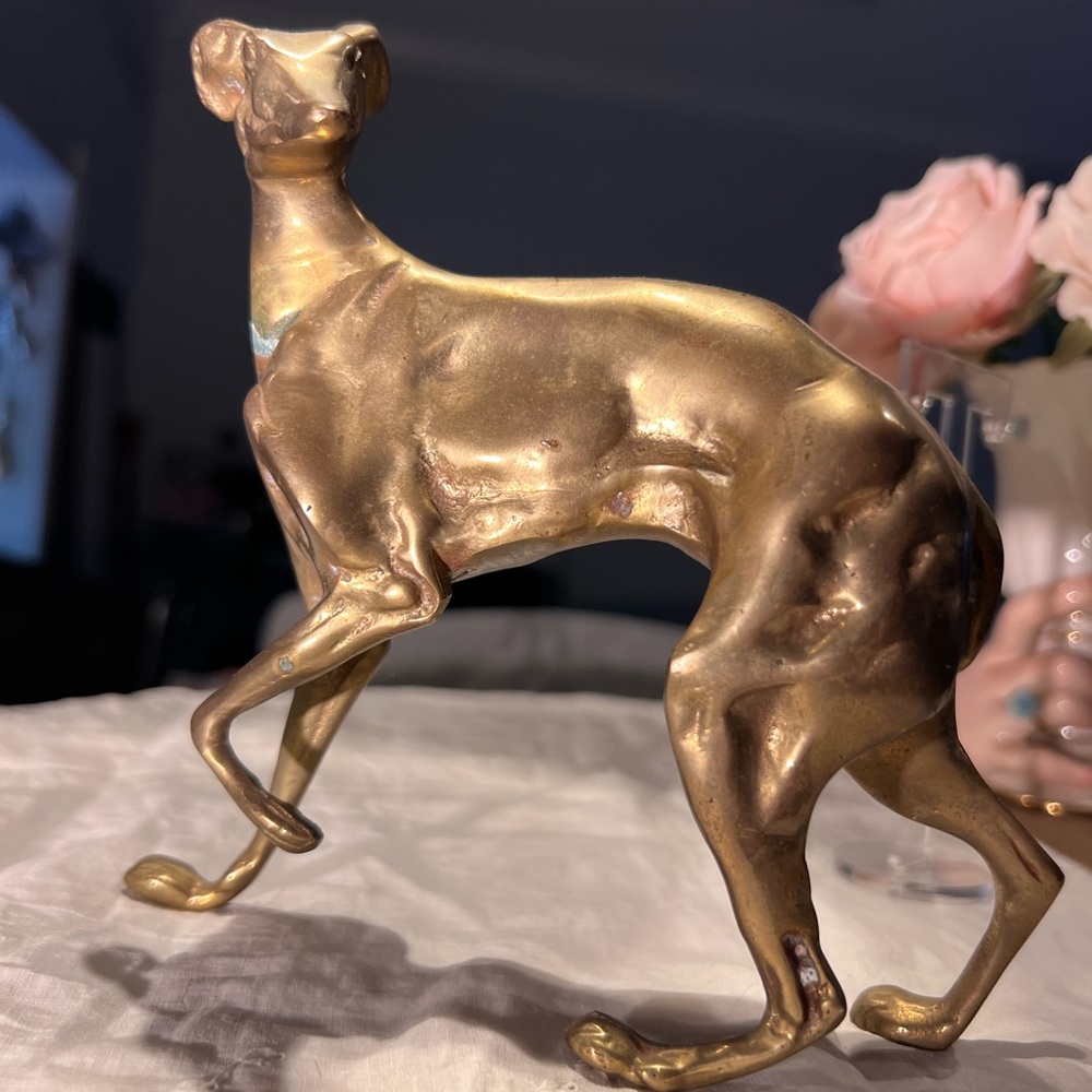 Unique Vintage Gold Greyhound Accent Decor